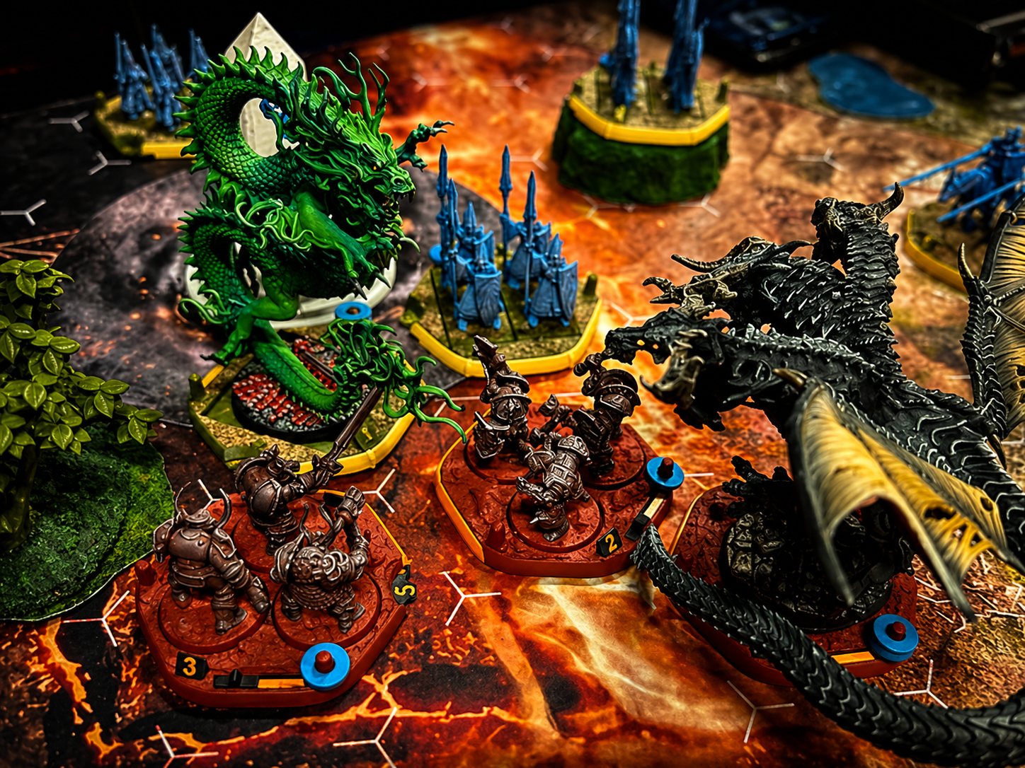 Two players resolving an intense battle round