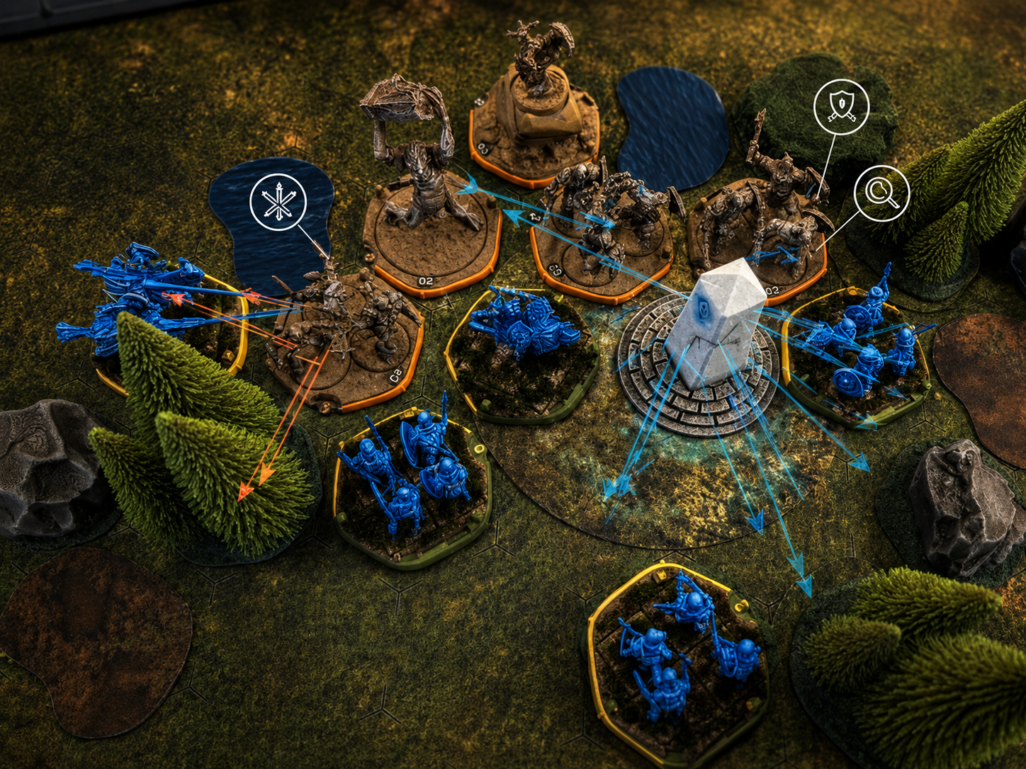 Units positioned for a tactical flanking maneuver
